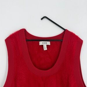 Cos Red Scoop Neck Fluffy Wool Blend Vest